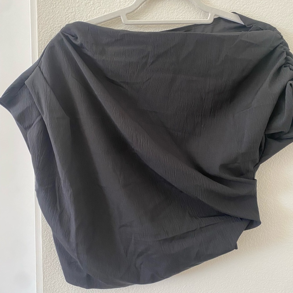 Black Draped Blouse